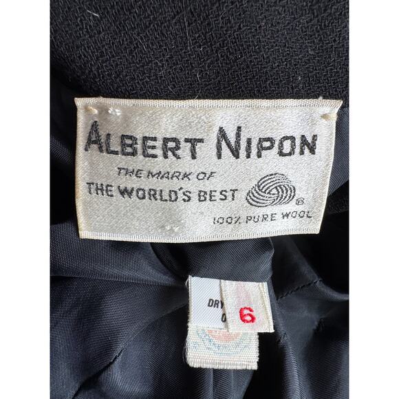 Vtg Albert Nipon pure wool black double breasted military style blazer Small - Picture 11 of 14
